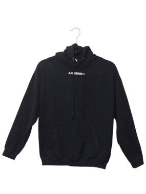 Just Strong Women's Black Pullover Graphic Spell Out Hoodie Sweatshirt